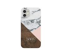 Tirita Personalised Initials Custom Hard Phone Case Cover Compatible with iPhone 12 Mini Modern Granite Timber Marble Wood Granite