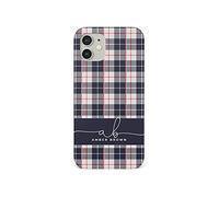Tirita Personalised Initials Custom Hard Phone Case Cover Compatible with iPhone 12 Pro Max Chequered Tartan Black Red White Check