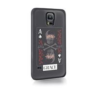 Tirita Personalised Initials Custom Hard Phone Case Cover Compatible with Samsung Galaxy S20 Plus Alternative Rock and Roll Ace of Skulls