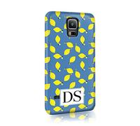 Tirita Personalised Initials Custom Hard Phone Case Cover Compatible with Samsung Galaxy S20 Plus Floral Summer Chic Lemons on Blue
