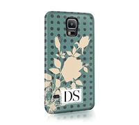 Tirita Personalised Initials Custom Hard Phone Case Cover Compatible with Samsung Galaxy S20 Ultra Trendy Oriental Design Flower Leaf Plant Polka Dot