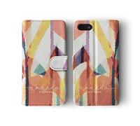 Tirita Personalised Initials Custom Phone Case Compatible with iPhone 7/8 / SE 2020 / SE 2022 Wallet Leather Flip Summer Tropical Seaside Paradise Paint Brush Strokes Grunge