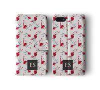 Tirita Personalised Initials Custom Phone Case Compatible with iPhone X & Xs Wallet Leather Flip Shabby Chic Vintage Style Ditsy Floral Peony