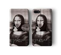 Tirita Personalised Initials Custom Wallet Leather Flip Phone Case Compatible with iPhone 11 Masterpiece Art Famous Artist Mona Lisa Lollypop
