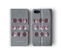 Tirita Personalised Initials Custom Wallet Leather Flip Phone Case Compatible with iPhone 11 PRINTED GLITTER, NOT REAL GLITTER Moon Star Glitz Lunar Phase Zone