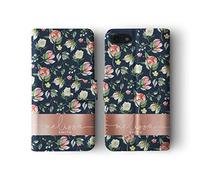 Tirita Personalised Initials Custom Wallet Leather Flip Phone Case Compatible with iPhone 11 Pro Max Shabby Chic Vintage Style Ditsy Floral Roses