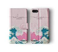 Tirita Personalised Initials Custom Wallet Leather Flip Phone Case Compatible with iPhone 11 Pro Max Masterpiece Art Famous Artist Hokusai Great Wave off Kanagawa