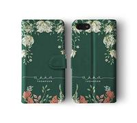 Tirita Personalised Initials Custom Wallet Leather Flip Phone Case Compatible with iPhone 11 Pro Max Floral Art Deco Tulips Garden Roses Poppy