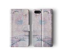 Tirita Personalised Initials Custom Wallet Leather Flip Phone Case Compatible with iPhone 12 Mini PRINTED GLITTER, NOT REAL GLITTER Sparkle Marble Bling Primrose Gradient Pink