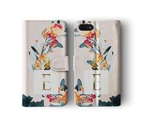 Tirita Personalised Initials Custom Wallet Leather Flip Phone Case Compatible with iPhone 12 Mini PRINTED GLITTER, NOT REAL GLITTER Blooming Dainty Artistic Orchard Fresh Flowers