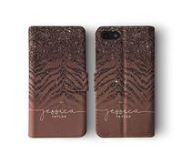 Tirita Personalised Initials Custom Wallet Leather Flip Phone Case Compatible with iPhone 6 Plus & 6s Plus PRINTED GLITTER, NOT REAL GLITTER African Wild Animals Skin Print Tiger