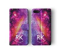 Tirita Personalised Initials Custom Wallet Leather Flip Phone Case Compatible with iPhone 7 Plus & 8 Plus Deep Space Nebula Galaxy Habl Cluster Star Systems