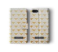 Tirita Personalised Initials Custom Wallet Leather Flip Phone Case Compatible with Samsung Galaxy S10 PRINTED GLITTER, NOT REAL GLITTER Honey Bees Gold Honeycomb