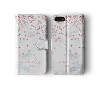 Tirita Personalised Initials Custom Wallet Leather Flip Phone Case Compatible with Samsung Galaxy S10 Plus PRINTED GLITTER, NOT REAL GLITTER Floating Falling Love Hearts Conffeti