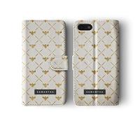 Tirita Personalised Initials Custom Wallet Leather Flip Phone Case Compatible with Samsung Galaxy S10 PRINTED GLITTER, NOT REAL GLITTER Honey Bees Gold Honeybees