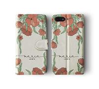 Tirita Personalised Initials Custom Wallet Leather Flip Phone Case Compatible with Samsung Galaxy S6 Floral Art Deco Tulips Garden Roses Poppy