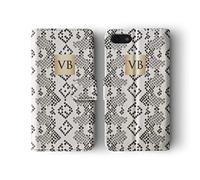 Tirita Personalised Initials Custom Wallet Leather Flip Phone Case Compatible with Samsung Galaxy S7 PRINTED GLITTER, NOT REAL GLITTER Ombre Animal Print Leopard Cheetah Snake Skin