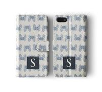 Tirita Personalised Initials Custom Wallet Leather Flip Phone Case Compatible with Samsung Galaxy S7 Edge Summer Tropical Seaside Paradise Blue Crabs Pattern