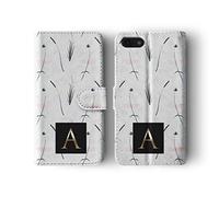 Tirita Personalised Initials Custom Wallet Leather Flip Phone Case Compatible with Samsung Galaxy S7 PRINTED GLITTER, NOT REAL GLITTER Marble Gold Pink Charcoal Floral Flowers