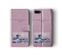 Tirita Personalised Initials Custom Wallet Leather Flip Phone Case Compatible with Samsung Galaxy S7 Edge Masterpiece Art Famous Artist Great Wave off Kanagawa by Hokusai