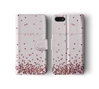 Tirita Personalised Initials Custom Wallet Leather Flip Phone Case Compatible with Samsung Galaxy S7 Edge PRINTED GLITTER, NOT REAL GLITTER Floating Falling Love Hearts Conffeti