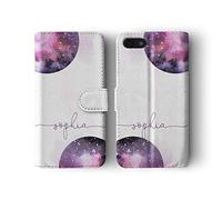 Tirita Personalised Initials Custom Wallet Leather Flip Phone Case Compatible with Samsung Galaxy S8 Full Moon Deep Space Constellations Cosmic Galaxy Nebula Stars
