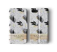 Tirita Personalised Initials Custom Wallet Leather Flip Phone Case Compatible with Samsung Galaxy S8 Plus PRINTED GLITTER, NOT REAL GLITTER Marble Gold Pink Charcoal Floral Flowers