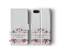 Tirita Personalised Initials Custom Wallet Leather Flip Phone Case Compatible with Samsung Galaxy S9 Plus Watercolour Roses Spring Flower Garden