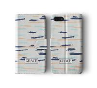 Tirita Personalised Initials Custom Wallet Leather Flip Phone Case Compatible with Samsung Galaxy S9 Leather Riviera Summer Beach Seaside Boat Marine