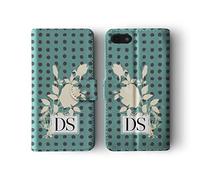 Tirita Personalised Initials Custom Wallet Leather Flip Phone Case Cover Compatible with iPhone 12 & 12 Pro Trendy Oriental Design Flower Leaf Plant Polka Dot