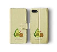 Tirita Personalised Initials Custom Wallet Leather Flip Phone Case Cover Compatible with iPhone 12 Mini Mexican Exotic Nature Clipart Mother and Child Avocado