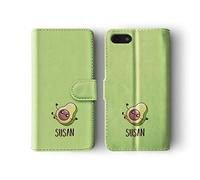 Tirita Personalised Initials Custom Wallet Leather Flip Phone Case Cover Compatible with iPhone 12 Mini Mexican Exotic Nature Clipart Baby Avocado