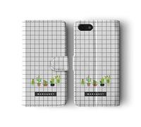 Tirita Personalised Initials Custom Wallet Leather Flip Phone Case Cover Compatible with iPhone 12 Mini Mexican Exotic Nature Clipart Cactus in Pots