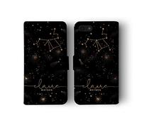 Tirita Personalised Leather Flip Wallet Phone Case with Card Holder Compatible with iPhone X & Xs - Zodiac Signs Horoscopes [16 - Black and Gold Sagittarius]