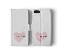 Tirita Personalised Leather Flip Wallet Phone Case with Card Holder Compatible with Samsung Galaxy S7 - Sassy Girl [15 - Baby Pink Heart]