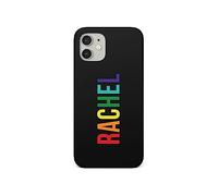 Tirita Personalised Phone Case Compatible with iPhone 12 Pro Max Hard Cover, Colourful Summer [10- Rainbow Name on Black]