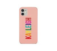 Tirita Personalised Phone Case Compatible with iPhone 14 Pro Hard Cover, Colourful Summer [11- Rainbow Name on Pink]