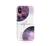 Tirita Personalised Phone Case Compatible with Samsung Galaxy S9 Plus Hard Cover Moon Space Constellations Cosmic Galaxy Nebula Stars Custom Initials Name