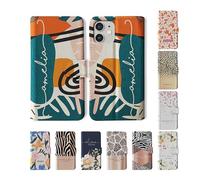 Tirita Personalised Wallet Phone Case for iPhone 17e With Card Holder - Leather Flip Case or Cover With Custom Name - Cute Personalised Gift for Women [09. Abstract Tropical Art]