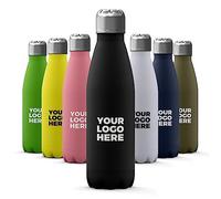Tirita Personalised Water Bottle - Thermal Travel Flask for Hot & Cold Drinks - Insulated Stainless Steel Bottle - Corporate Gifting Presentation [05- Logo Image on Black]