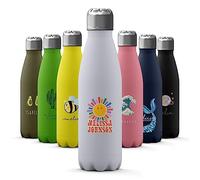 Tirita Personalised Water Bottle - Thermal Travel Flask for Hot & Cold Drinks - Insulated Stainless Steel Bottle - Gym, Office, School Drink Bottles - 500ml Bottle [40- Smiling Sun Rainbow]