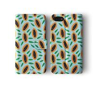 Tirita Phone Case Compatible with iPhone 6 & 6s Flip Book Wallet Cover PU Leather Summer Tropical Fruit Scrapbook Papaya fuit