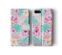 Tirita Phone Case Compatible with iPhone 7/8 / SE 2020 / SE 2022 Flip Book Wallet Cover PU Leather Tropical Beach Summer Seaside Hawaii Floral Bloosom