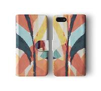 Tirita Phone Case Compatible with iPhone 7 Plus & 8 Plus Flip Book Wallet Cover PU Leather Summer Tropical Seaside Paradise Paint Brush Strokes Grunge