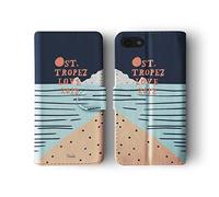 Tirita Phone Case Compatible with Samsung Galaxy S9 Flip Book Wallet Cover PU Leather Riviera Summer Beach Seaside Boat Marine Quotes
