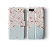 Tirita Wallet Leather Flip Phone Case Compatible with iPhone Xr PRINTED GLITTER, NOT REAL GLITTER Floral Shabby Chic English Roses Vintage Flowers Red White