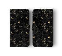 Tirita Wallet Leather Flip Phone Case Compatible with Samsung Galaxy S6 PRINTED GLITTER, NOT REAL GLITTER Marble Gold Pink Charcoal Floral Flowers