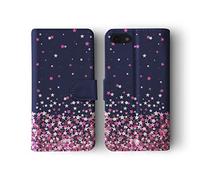 Tirita Wallet Leather Flip Phone Case Compatible with Samsung Galaxy S7 Edge PRINTED GLITTER, NOT REAL GLITTER Floating Stars Marble Gold Sequins Effect Bling Dots