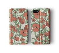 Tirita Wallet Leather Flip Phone Case Compatible with Samsung Galaxy S7 Floral Art Deco Tulips Garden Roses Poppy