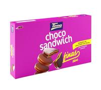 Tirma Thin Choco Sandwich Biscuits Coated in Milk Chocolate - 8 Packs, 218g box | Individually Wrapped |Cookies with Chocolate Filling | Sweet Snack Afternoon Tea